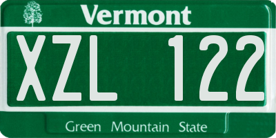 VT license plate XZL122