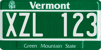 VT license plate XZL123