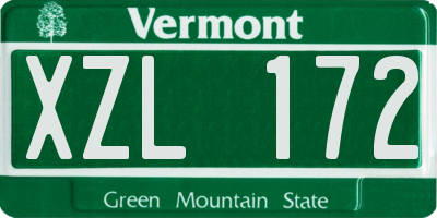 VT license plate XZL172