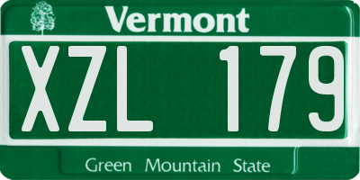 VT license plate XZL179