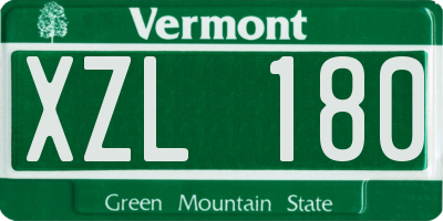 VT license plate XZL180