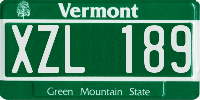 VT license plate XZL189