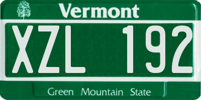 VT license plate XZL192