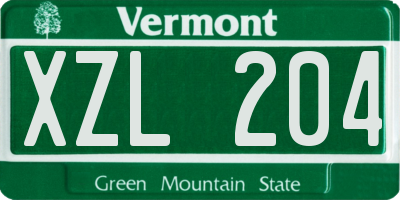 VT license plate XZL204
