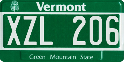 VT license plate XZL206