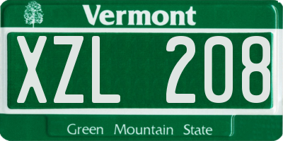 VT license plate XZL208
