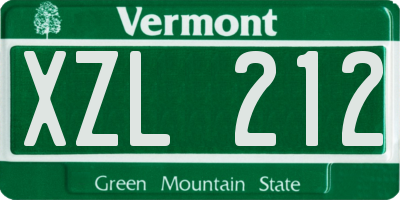 VT license plate XZL212
