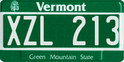 VT license plate XZL213