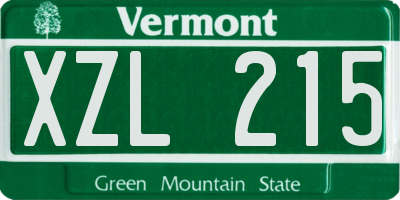 VT license plate XZL215