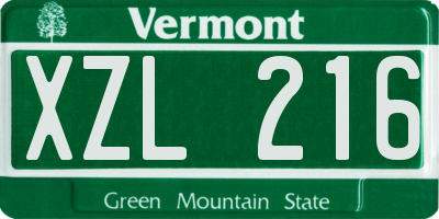 VT license plate XZL216