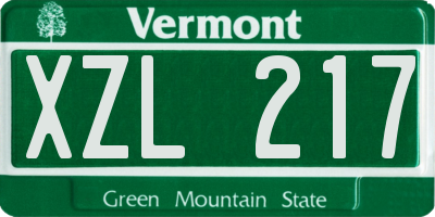 VT license plate XZL217