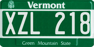 VT license plate XZL218