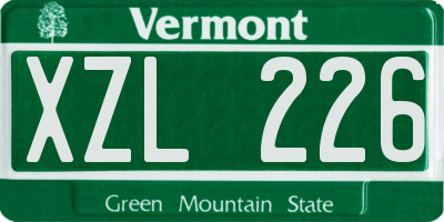 VT license plate XZL226