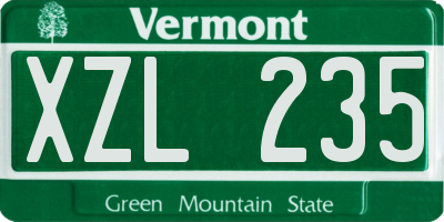 VT license plate XZL235