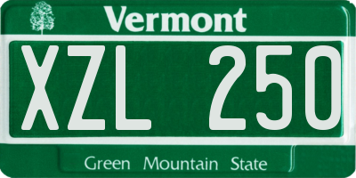 VT license plate XZL250