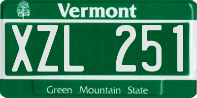 VT license plate XZL251