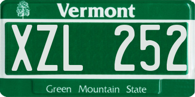 VT license plate XZL252