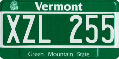 VT license plate XZL255
