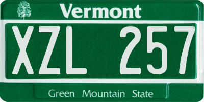 VT license plate XZL257