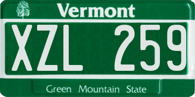VT license plate XZL259