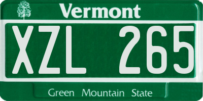 VT license plate XZL265