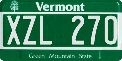 VT license plate XZL270
