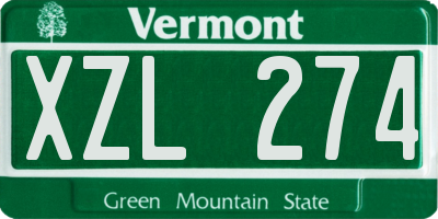 VT license plate XZL274