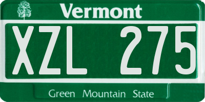 VT license plate XZL275