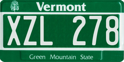 VT license plate XZL278