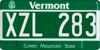 VT license plate XZL283