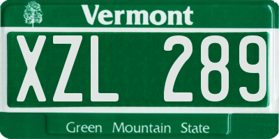 VT license plate XZL289