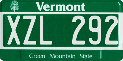 VT license plate XZL292