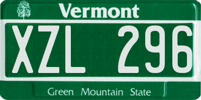 VT license plate XZL296