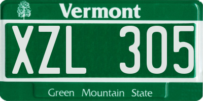 VT license plate XZL305