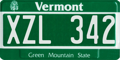 VT license plate XZL342