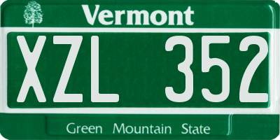 VT license plate XZL352