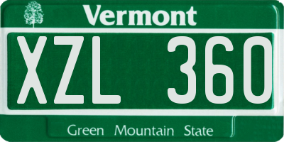 VT license plate XZL360