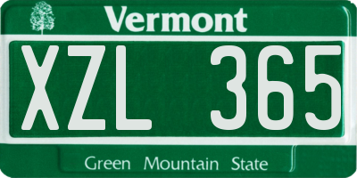 VT license plate XZL365