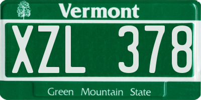 VT license plate XZL378