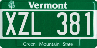 VT license plate XZL381