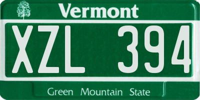 VT license plate XZL394