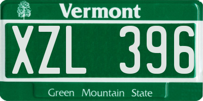 VT license plate XZL396