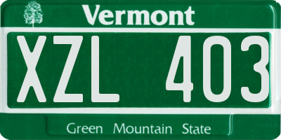 VT license plate XZL403