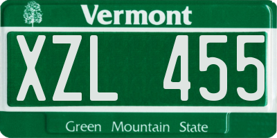 VT license plate XZL455
