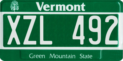 VT license plate XZL492