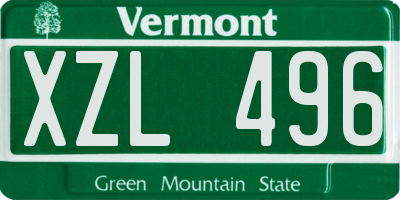 VT license plate XZL496
