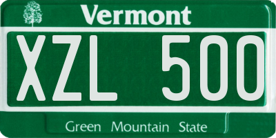 VT license plate XZL500