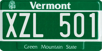VT license plate XZL501