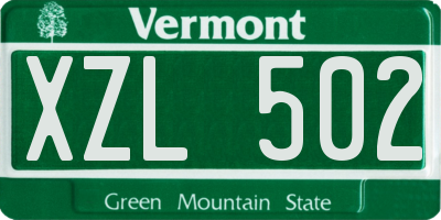VT license plate XZL502