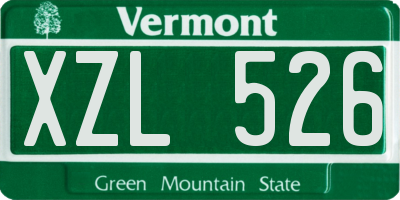 VT license plate XZL526